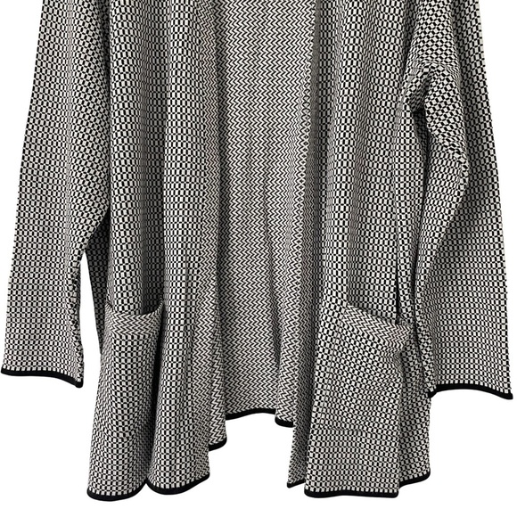 Talbots 3X Houndstooth Knit Cardigan Open Front Pockets Cozy Casual Minimalist - Picture 4 of 14